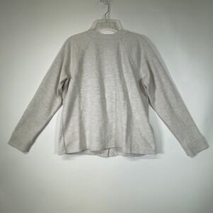 Madewell XS Button Back Top Heathered Gray Long‎ Sleeve Cotton Blend